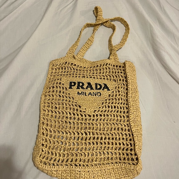 Prada Tan Crochet Tote Bag - Picture 1 of 4